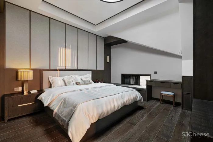 清杺之禅,朴素雅致的中式跃层 原木空间设计