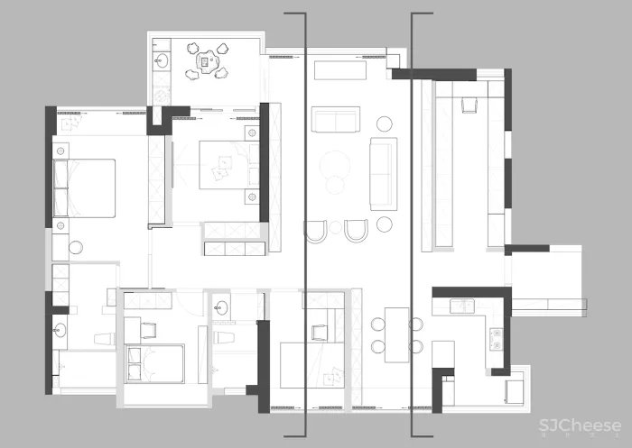 深圳屋主买下184㎡,摩登都市风 5米长衣帽间,装出大宅气度!