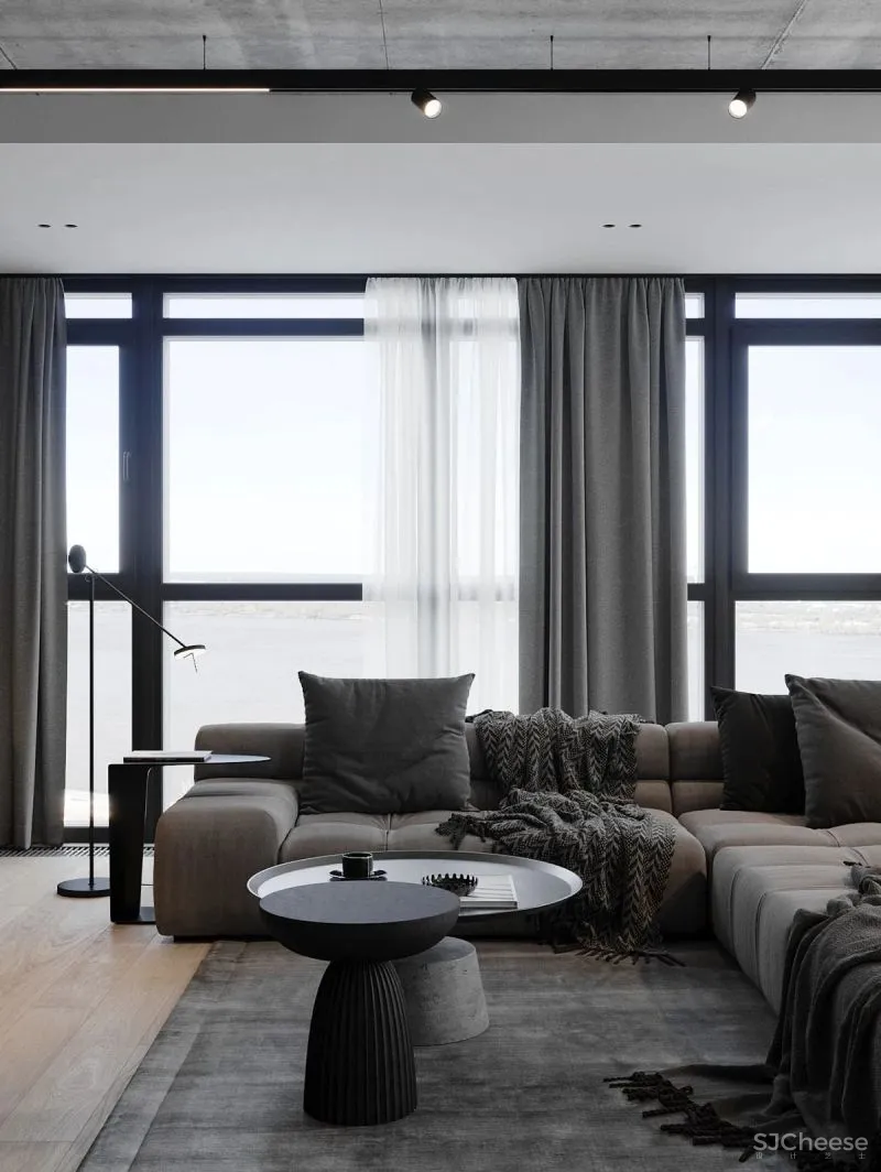 177㎡纯灰大宅,纯粹舒适的设计感之家