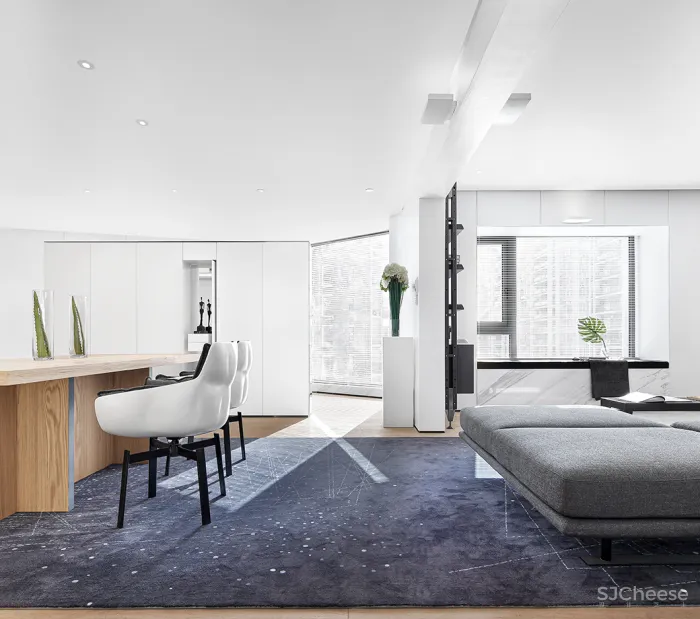 200㎡ 开放式大平层,极简黑白灰 · 讲述留白的艺术!