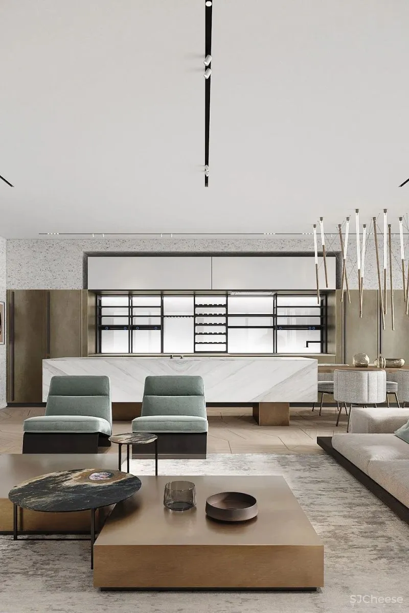 157㎡ 高颜值的男性空间,客厅太抢眼了!