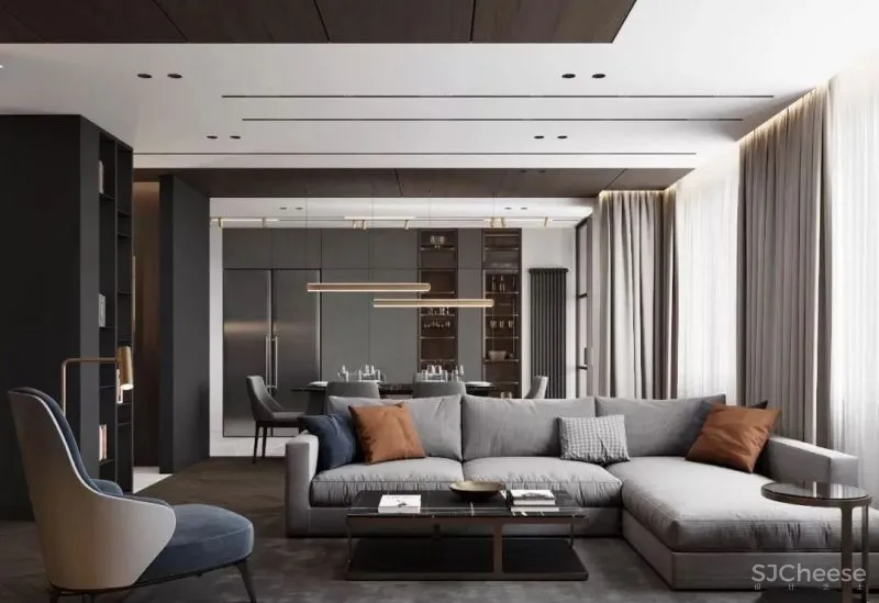 高级灰携手胡桃木，弹奏家居装饰新篇章