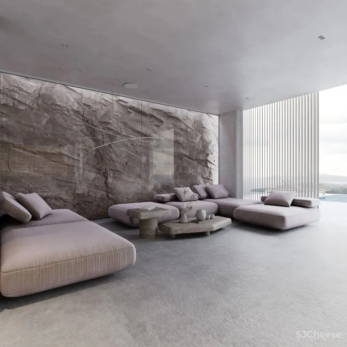 一整面毛石墙,粗犷更有格调