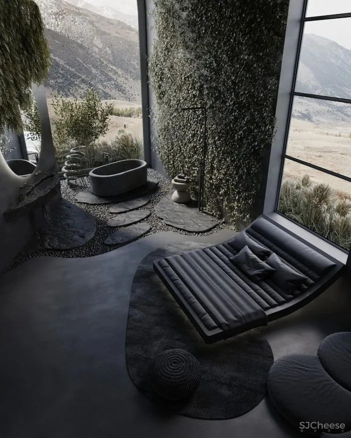 一整面毛石墙,粗犷更有格调