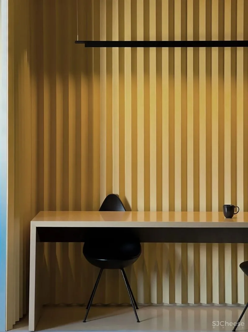 设计师可能有强迫症,不仅让墙面褶皱,还为每个功能区定义了不同的色彩!