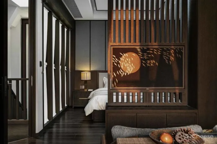 清杺之禅,朴素雅致的中式跃层 原木空间设计