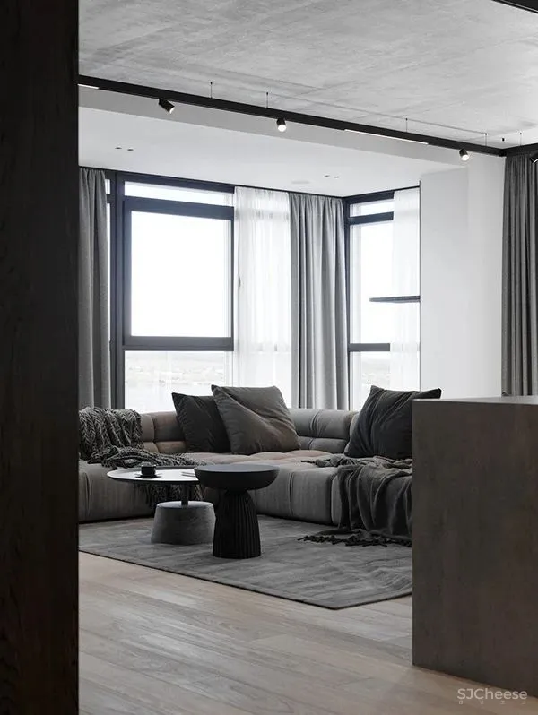 177㎡纯灰大宅,纯粹舒适的设计感之家