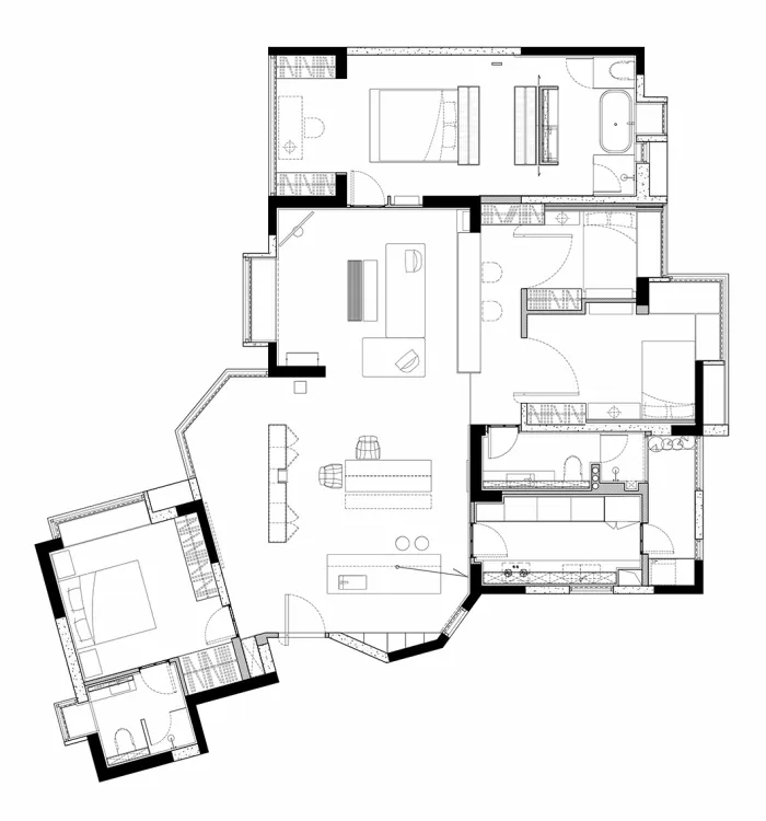 200㎡ 开放式大平层,极简黑白灰 · 讲述留白的艺术!