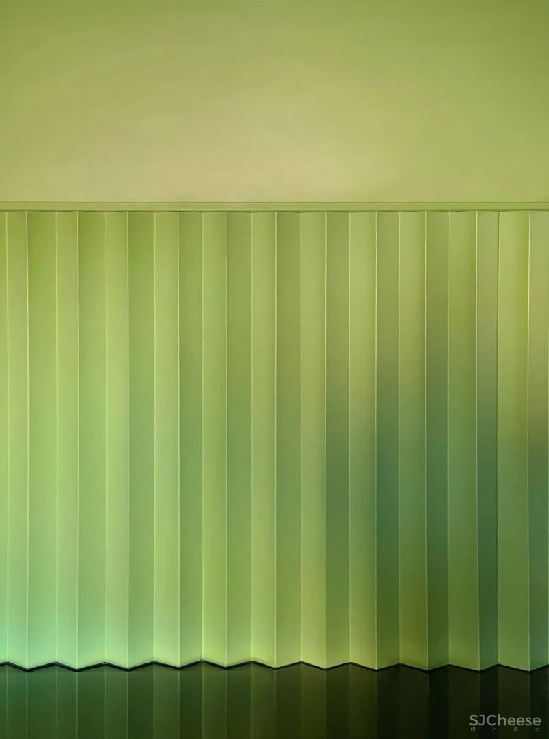 设计师可能有强迫症,不仅让墙面褶皱,还为每个功能区定义了不同的色彩!