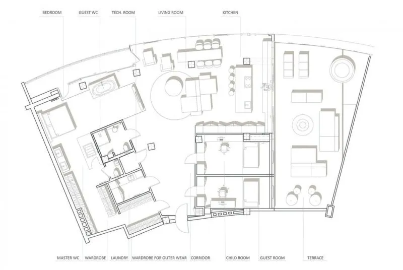 320㎡天然色系，与大海的颜色产生共鸣和交融