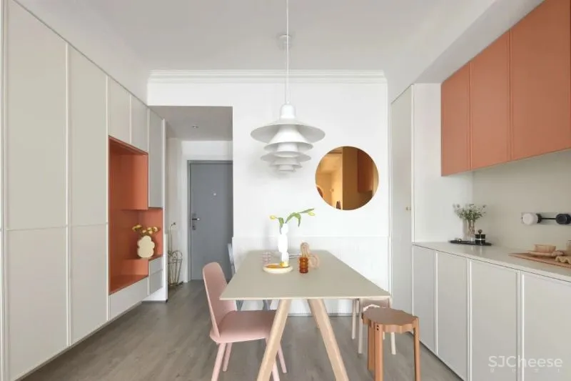 奶油白、仙橘粉、弧形窗……少女与猫的80㎡仙气小两居,美得过分了!