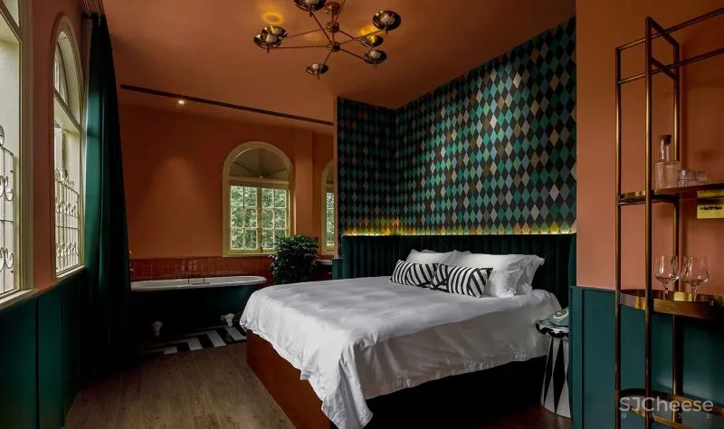 灰绿色 金属感,复古风精品酒店 泛域设计