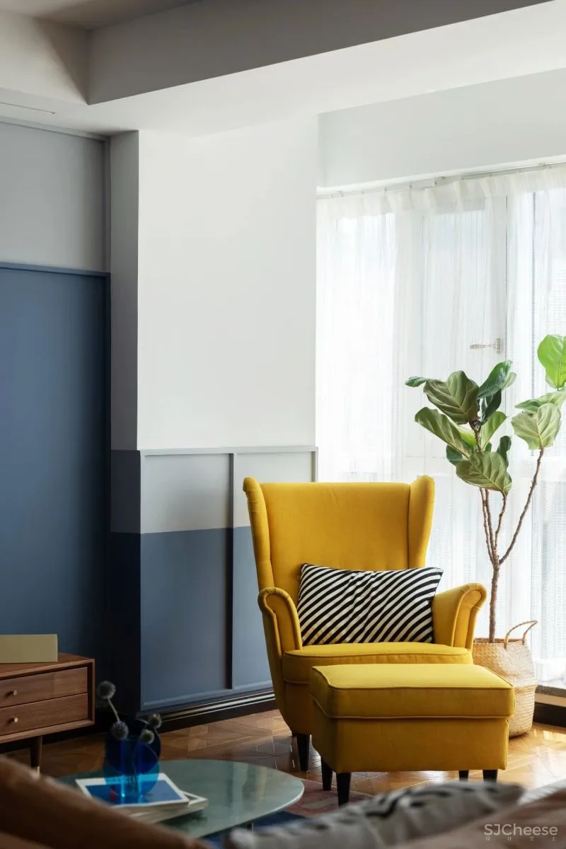 屋主审美太仙了!121m²蓝 黄大胆撞色!精致又实用!