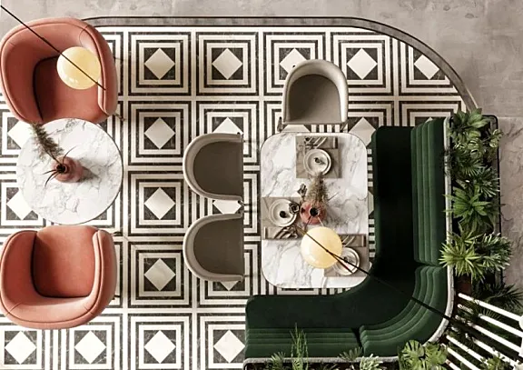 撞色餐厅唤醒疲惫味蕾