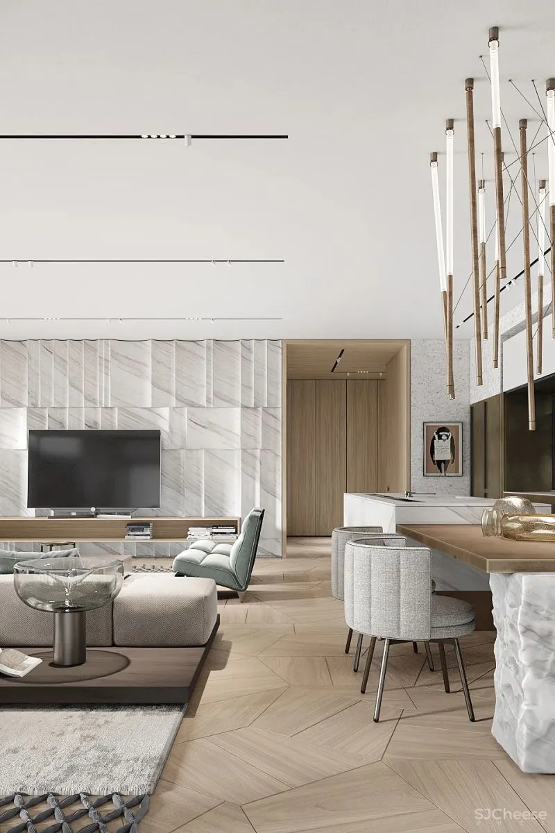 157㎡ 高颜值的男性空间,客厅太抢眼了!