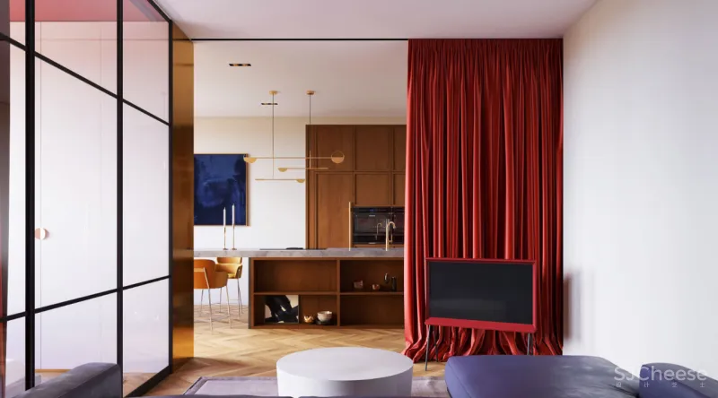 一座60平米的度假风公寓,却大胆采用了高饱和度的印度风?