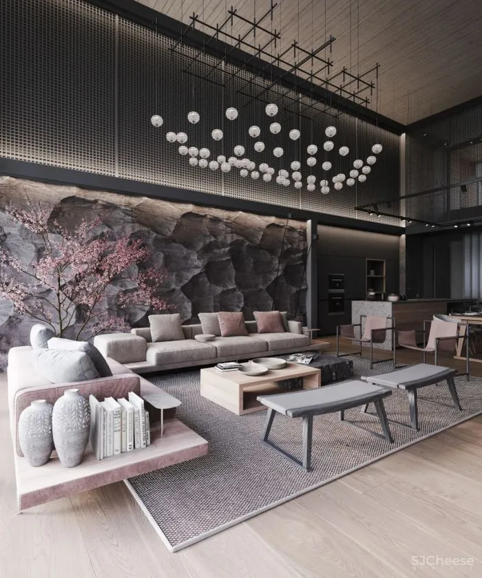 一整面毛石墙,粗犷更有格调