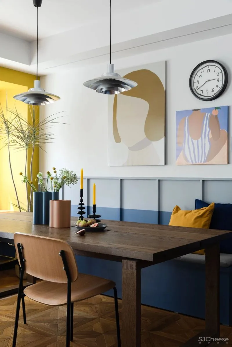 屋主审美太仙了!121m²蓝 黄大胆撞色!精致又实用!