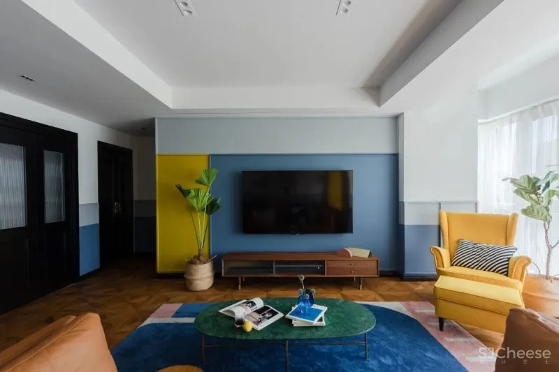 屋主审美太仙了!121m²蓝 黄大胆撞色!精致又实用!