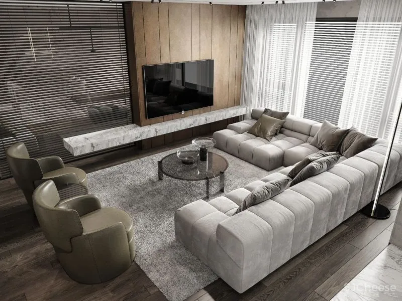 157㎡ 高颜值的男性空间,客厅太抢眼了!