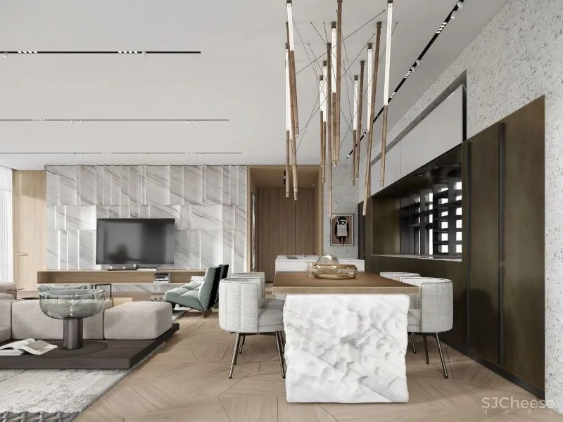 157㎡ 高颜值的男性空间,客厅太抢眼了!