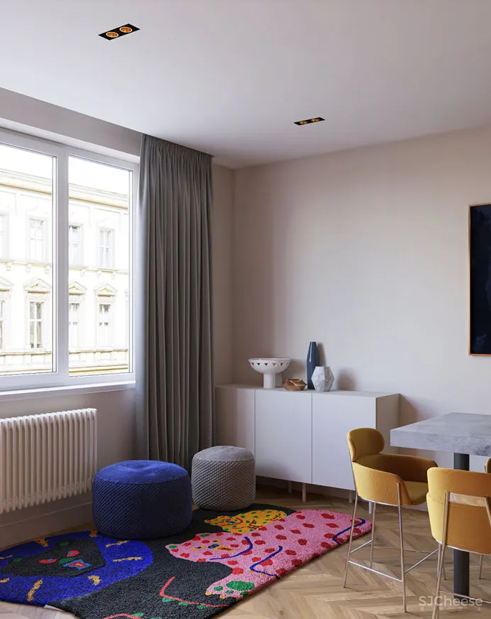 一座60平米的度假风公寓,却大胆采用了高饱和度的印度风?