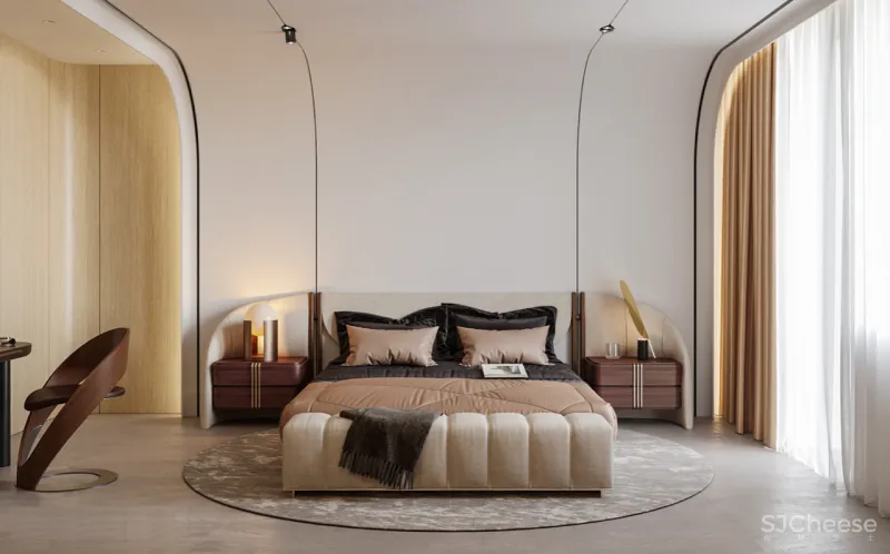 138㎡ 两室一厅,全弧形家居空间连墙面都做成曲线!