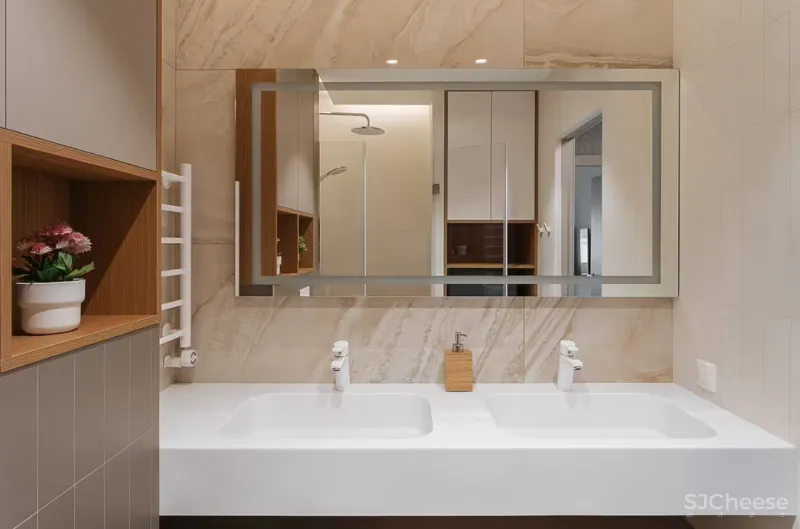 为了营造居住的本真感,设计师利用大量的木料与自然美景进行装饰