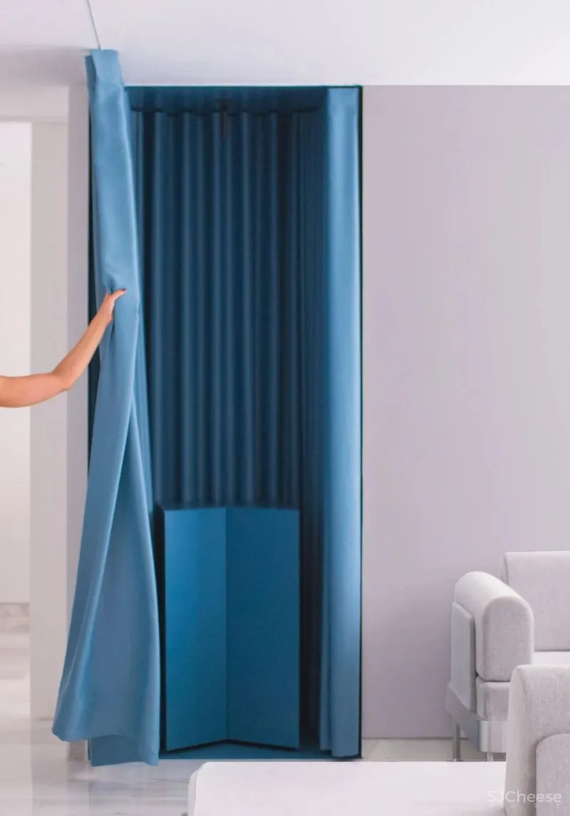 设计师可能有强迫症,不仅让墙面褶皱,还为每个功能区定义了不同的色彩!