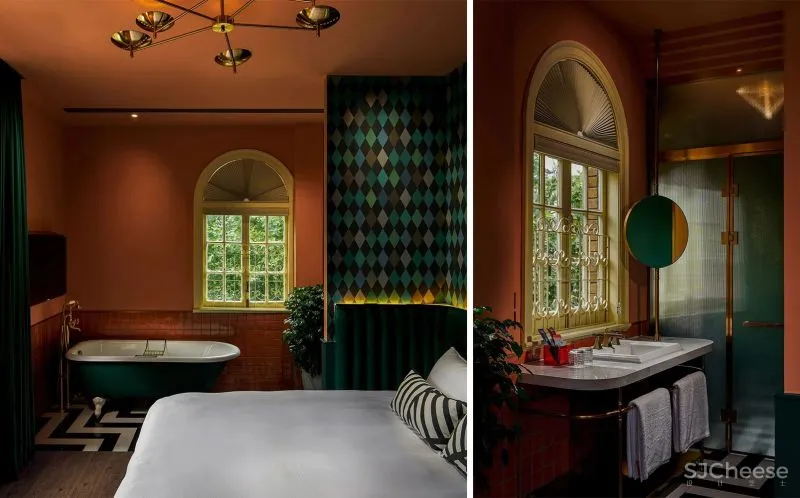 灰绿色 金属感,复古风精品酒店 泛域设计