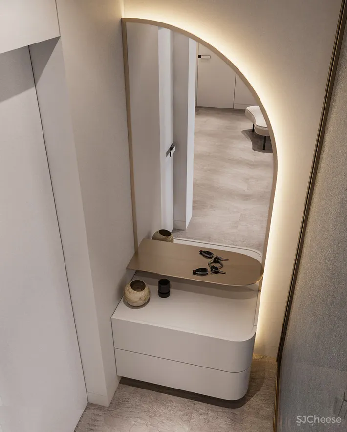 138㎡ 两室一厅,全弧形家居空间连墙面都做成曲线!