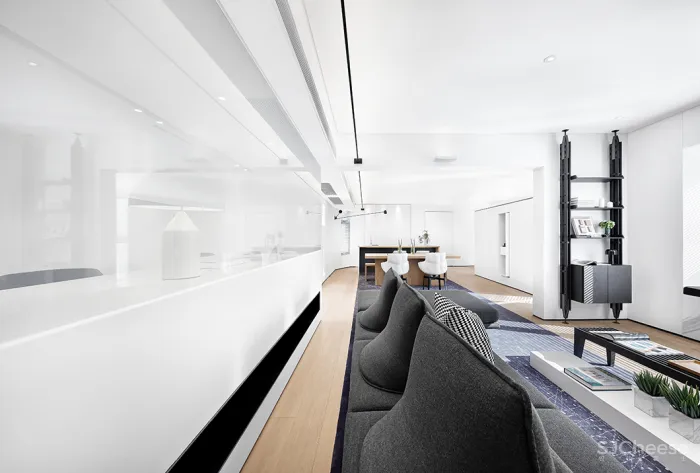 200㎡ 开放式大平层,极简黑白灰 · 讲述留白的艺术!