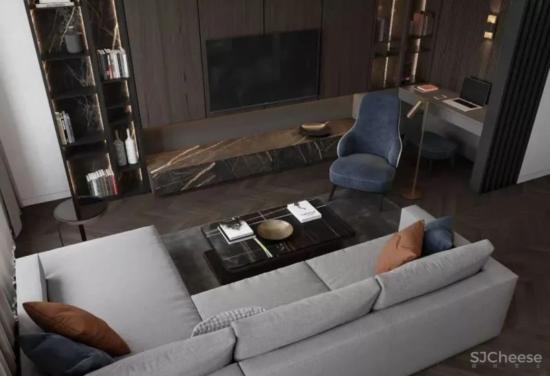 高级灰携手胡桃木，弹奏家居装饰新篇章