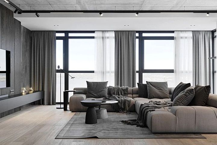 177㎡纯灰大宅,纯粹舒适的设计感之家