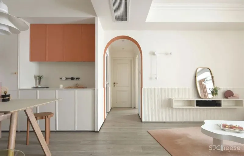 奶油白、仙橘粉、弧形窗……少女与猫的80㎡仙气小两居,美得过分了!