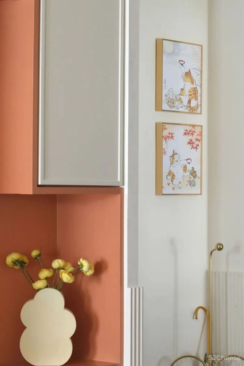 奶油白、仙橘粉、弧形窗……少女与猫的80㎡仙气小两居,美得过分了!