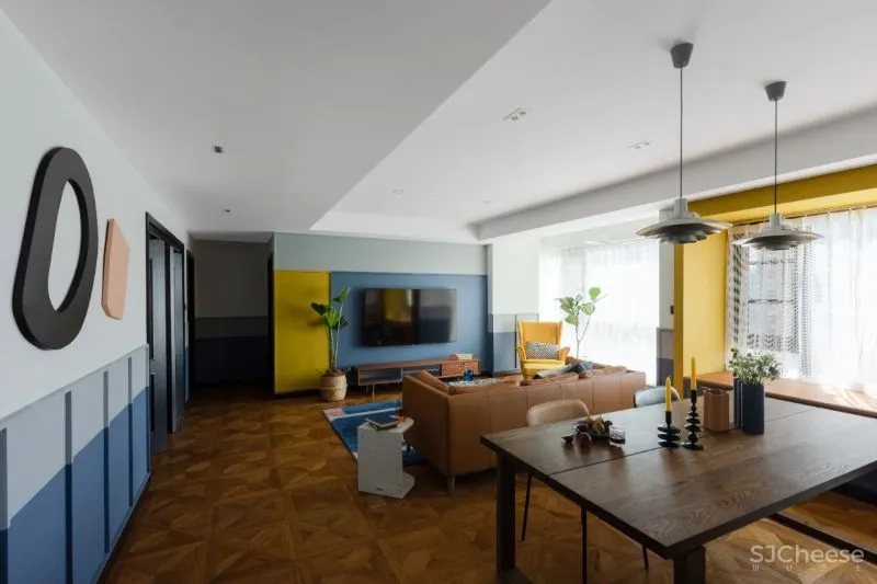 屋主审美太仙了!121m²蓝 黄大胆撞色!精致又实用!