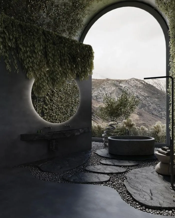 一整面毛石墙,粗犷更有格调