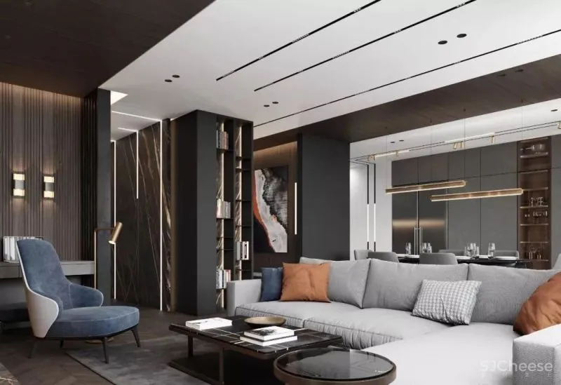 高级灰携手胡桃木，弹奏家居装饰新篇章