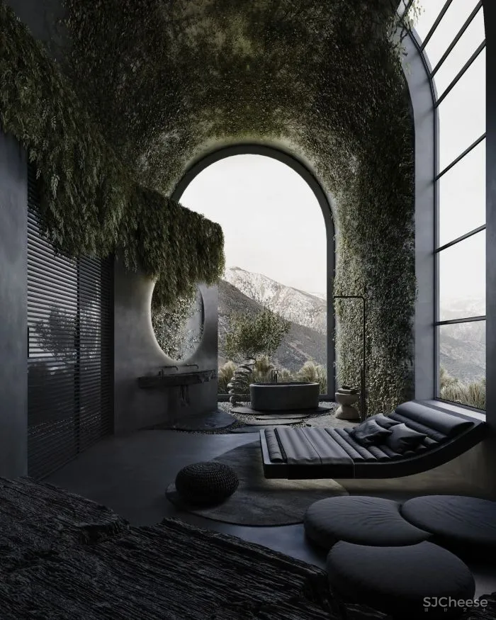 一整面毛石墙,粗犷更有格调