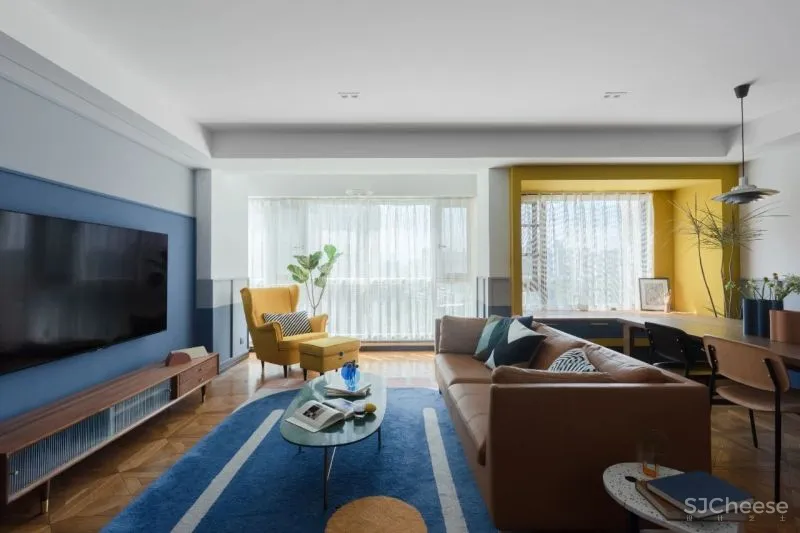 屋主审美太仙了!121m²蓝 黄大胆撞色!精致又实用!