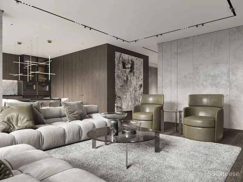 157㎡ 高颜值的男性空间,客厅太抢眼了!