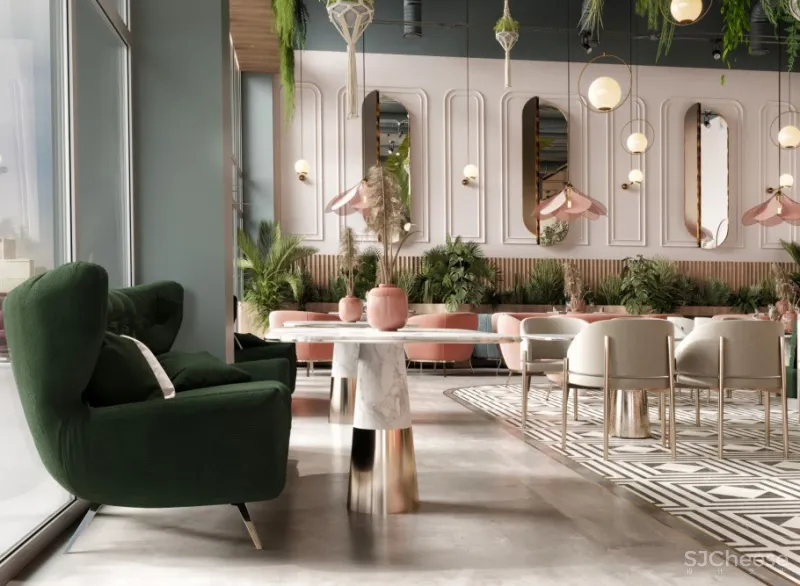 撞色餐厅唤醒疲惫味蕾