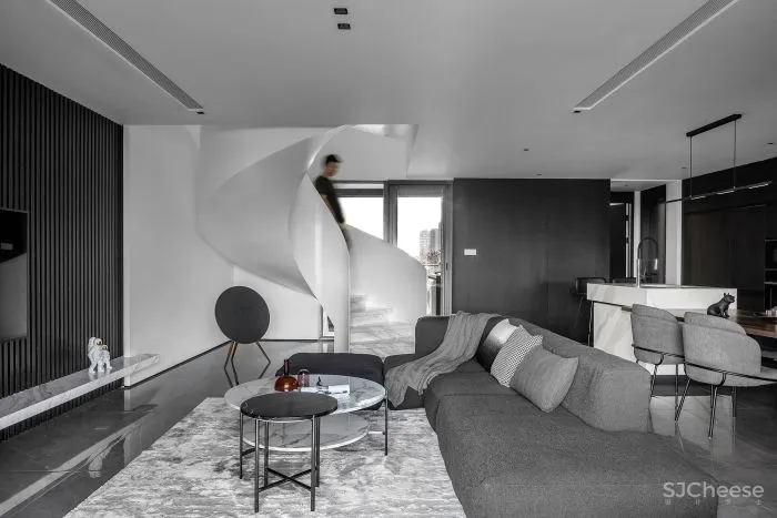 200㎡现代简约,时尚的弧形楼梯,舒适温馨的家,档次优雅!