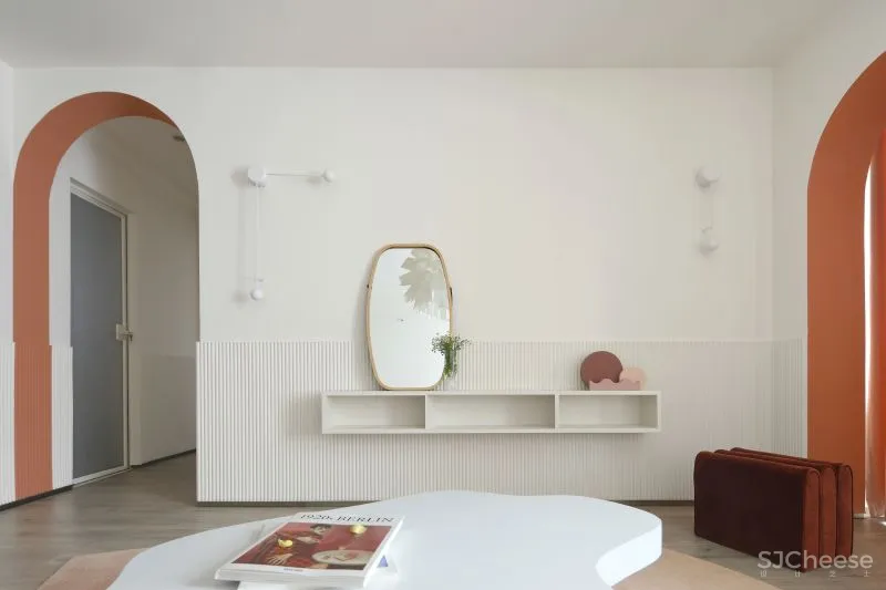 奶油白、仙橘粉、弧形窗……少女与猫的80㎡仙气小两居,美得过分了!