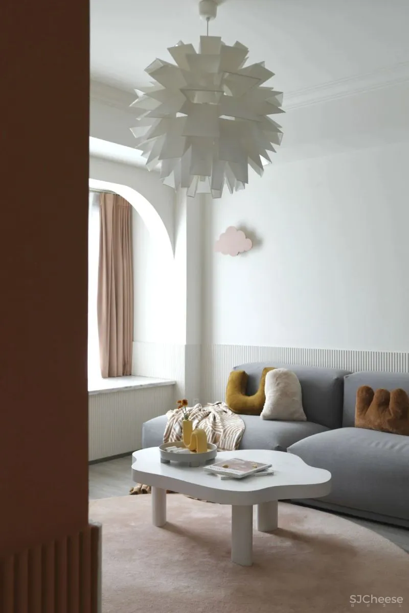 奶油白、仙橘粉、弧形窗……少女与猫的80㎡仙气小两居,美得过分了!