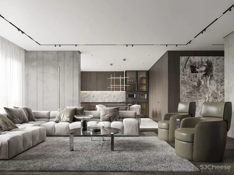 157㎡ 高颜值的男性空间,客厅太抢眼了!