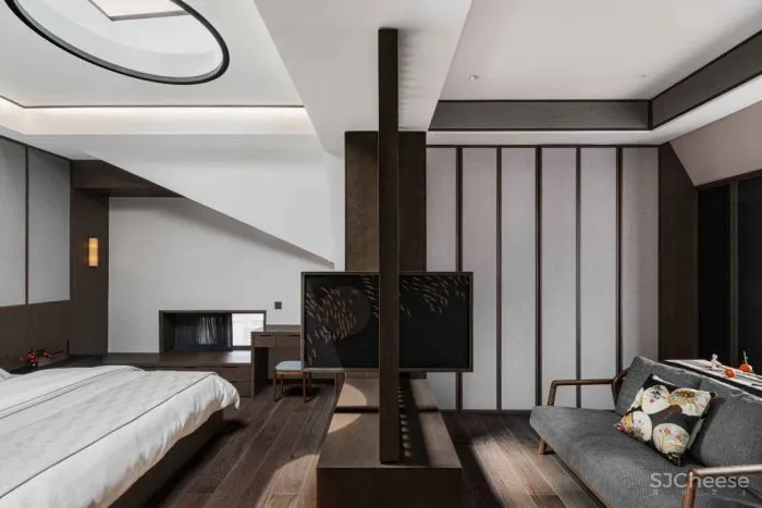 清杺之禅,朴素雅致的中式跃层 原木空间设计