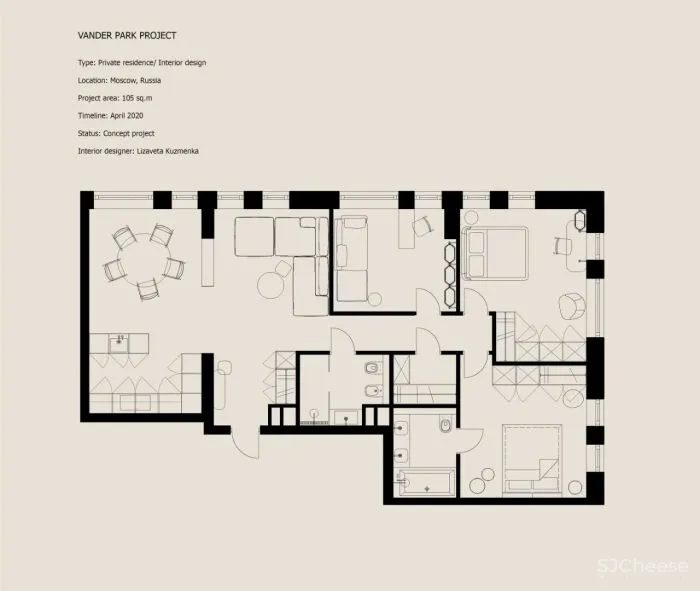 105m²简约典雅,用气质诠释格调!