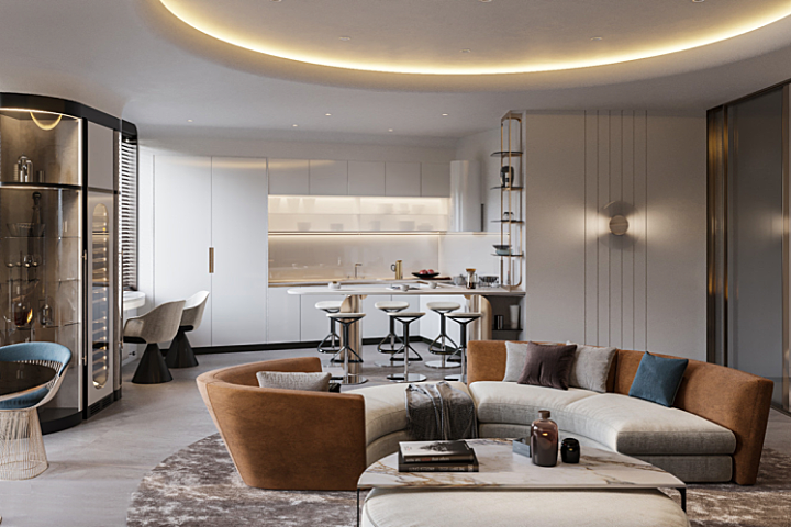 138㎡ 两室一厅，全弧形家居空间连墙面都做成曲线！